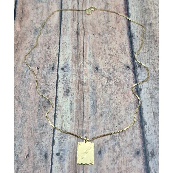 Child of Wild Luca Pendant Necklace 18K Gold Overlay Box Chain Etched Unisex - Picture 8 of 10